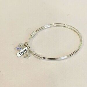 Women's Bangle Bracelet Silver with Charms